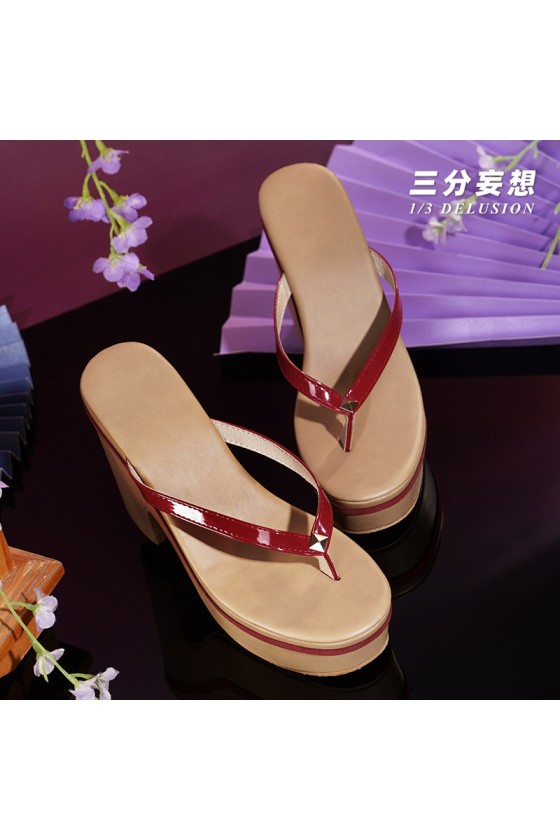 1/3 Delusion Genshin Impact Raiden Ei Shogun Japanese Geta Sandals Cosplay Shoes